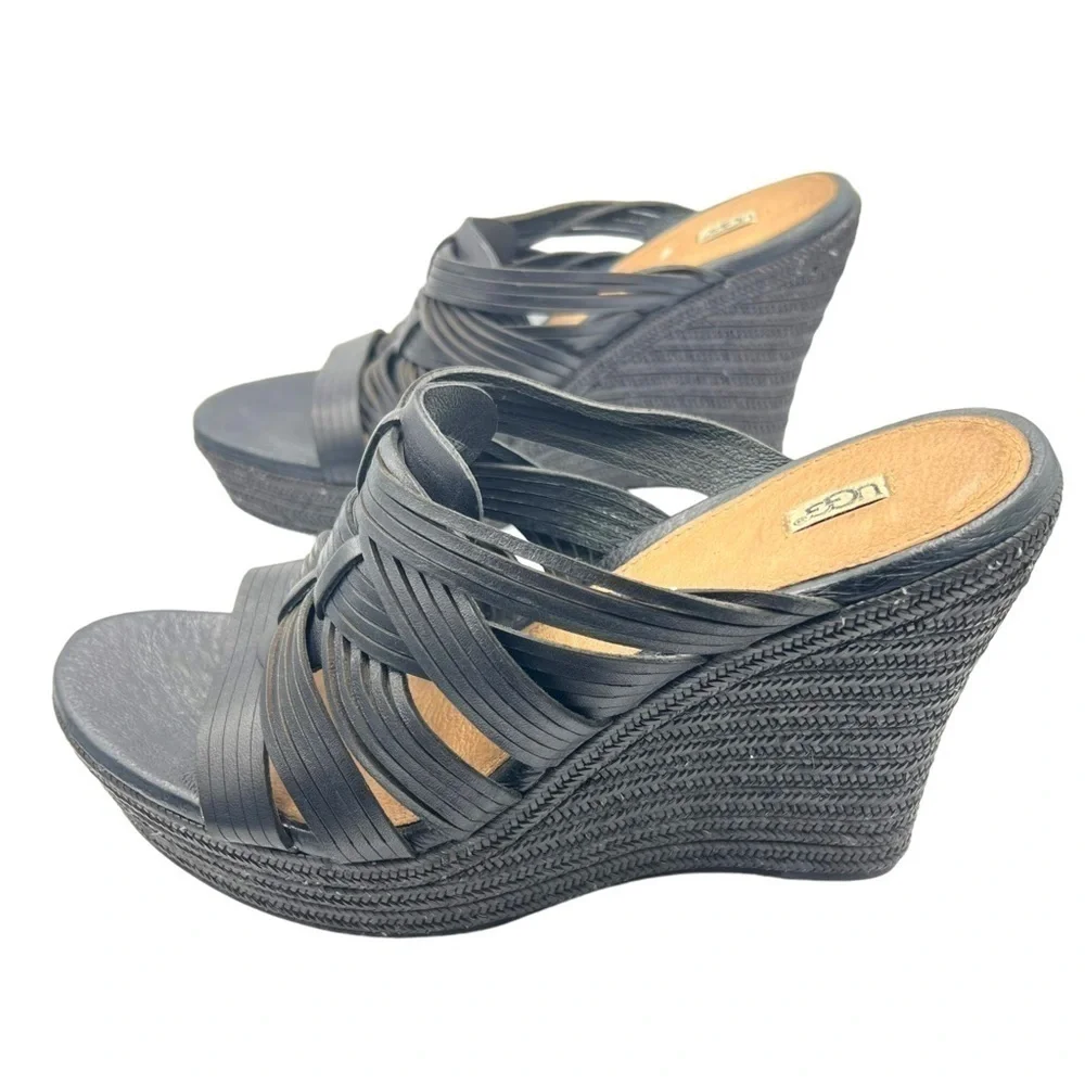 Ugg Black Melinda Platform Wedge Sandals Women's Size 9
